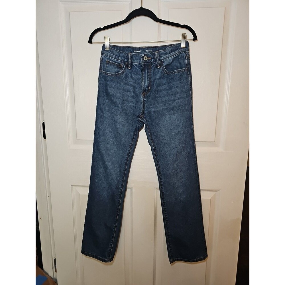 Old Navy Girls Straight Leg Built In Flex Denim Jeans Adjustable Waist Size 14
